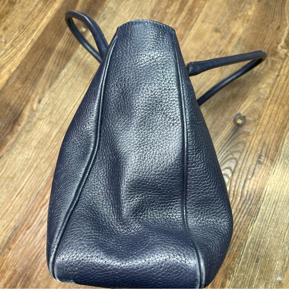 Kate Spade Navy Blue Perforated Pebbled Leather Satchel Shoulder Handbag - Picture 8 of 15